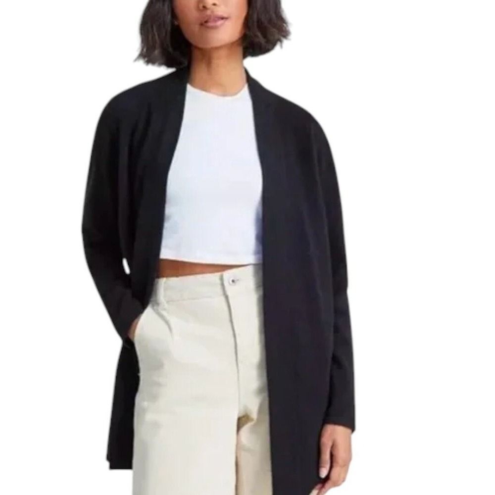 Charter Club 100%‎ Cashmere Black Open Front Cardigan S